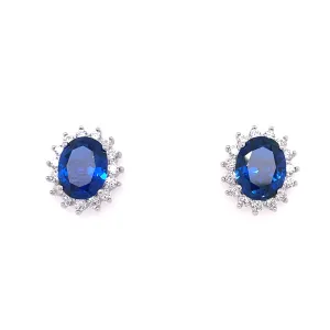 Sterling Silver Sapphire CZ Earrings