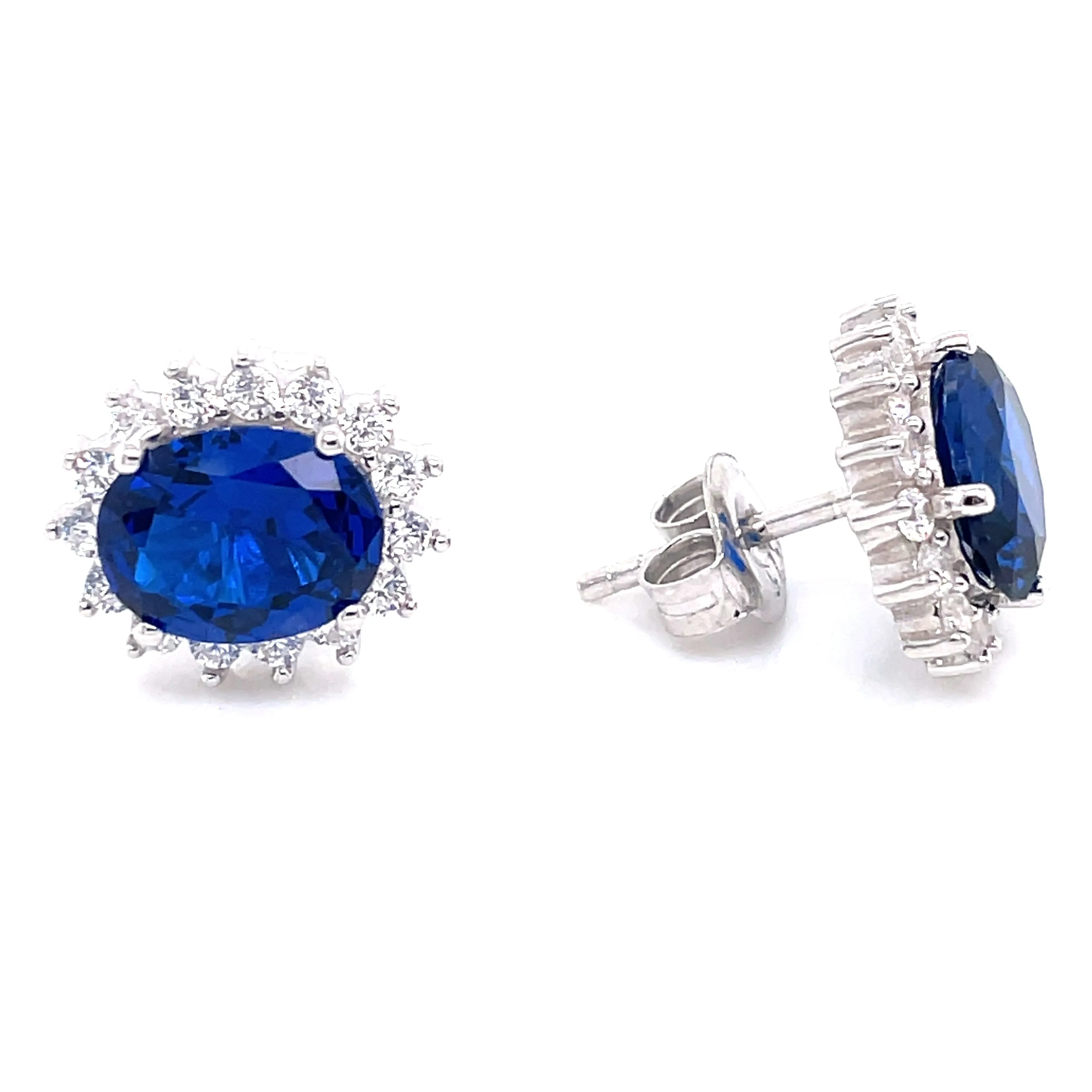 Sterling Silver Sapphire CZ Earrings