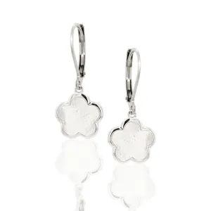 Surgical Steel Mother of Pearl Flowers Earrings on Leverback
