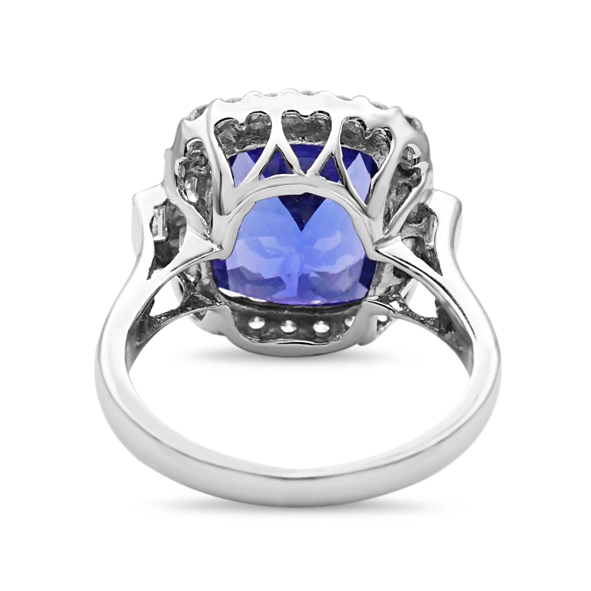 Tanzanite And Diamond Cushion Shaped Cluster Ring