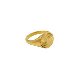 Tarnish Resistant 14k Gold Plated Burst Signet Ring