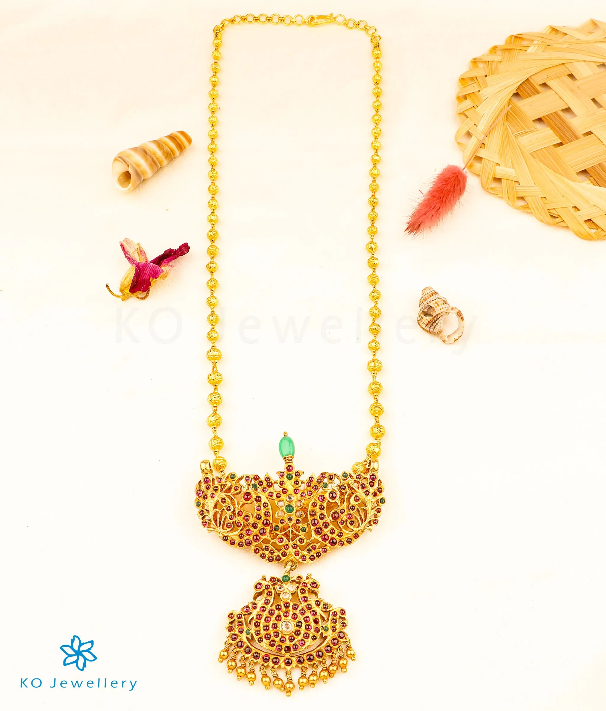 The Asvarya Silver Peacock Makarakanti Necklace
