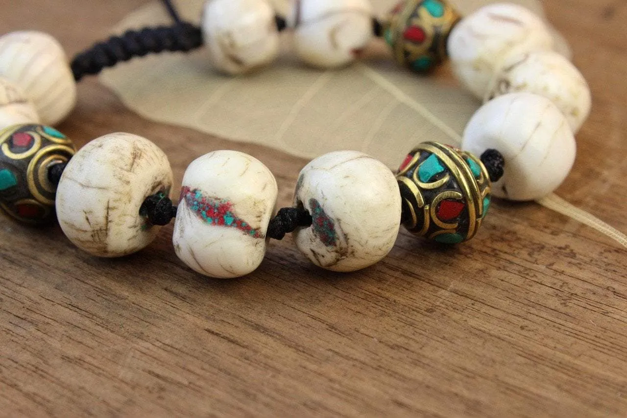 Tibetan Bead and Naga Shell Bracelet