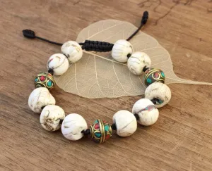 Tibetan Bead and Naga Shell Bracelet