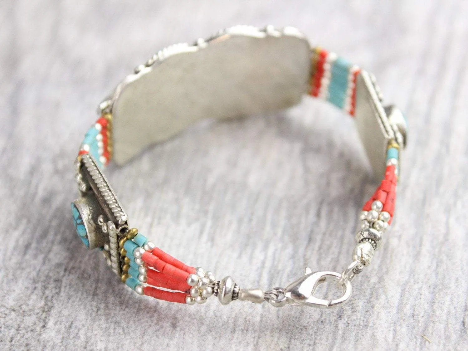 Tibetan Coral and Turquoise Bracelet