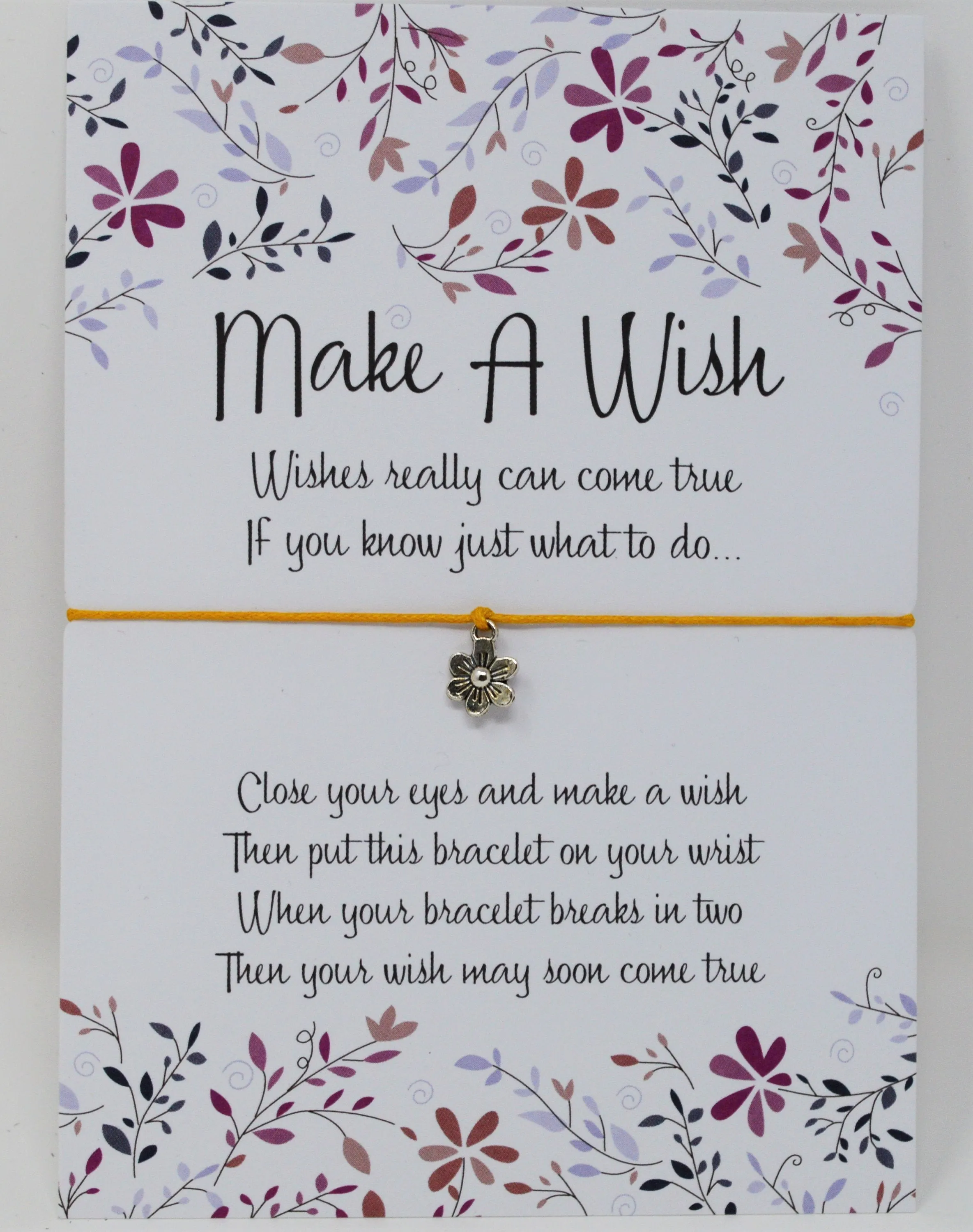 Tiny Flower Wish Bracelet, Daisy Charm String Bracelet, Dainty Silver Flower. Choice of Cord Colours - Wish Knots