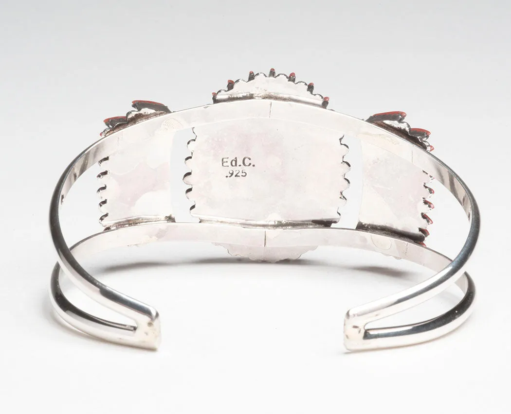 Traditional Needlepoint Coral Cuff Bracelet