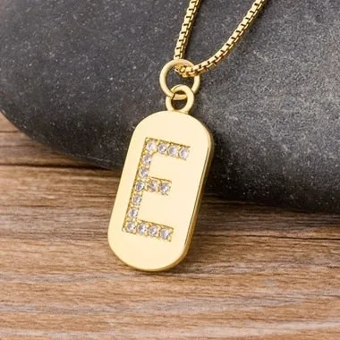 Trendy Initial Pendant Necklace with Initial A-Z Zircon in Gold Color