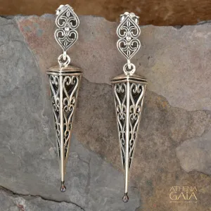 Triangle Scroll Chandelier Earrings