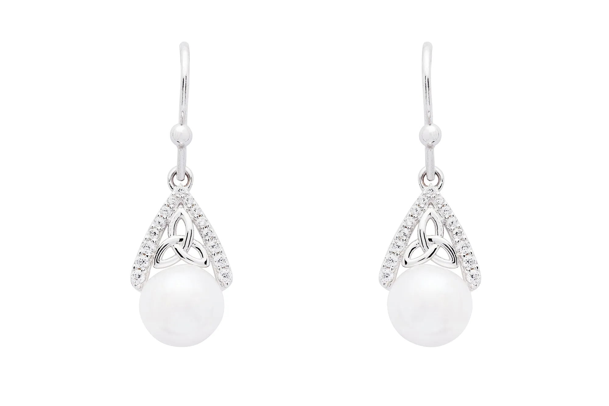 Trinity CZ Pearl Earrings