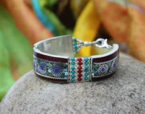 Turquoise and Coral Tibet Bracelet