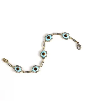 Turquoise and Diamond Evil Eye Bracelet