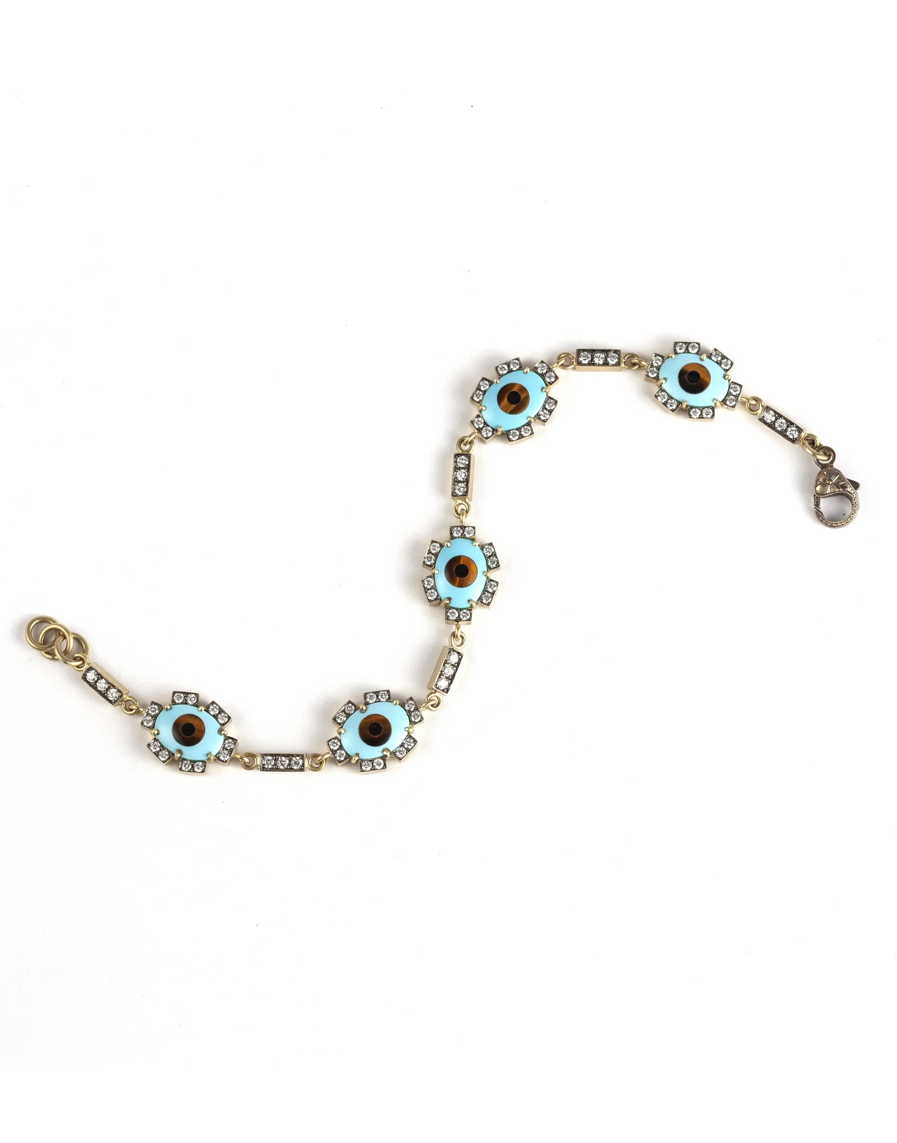 Turquoise and Diamond Evil Eye Bracelet