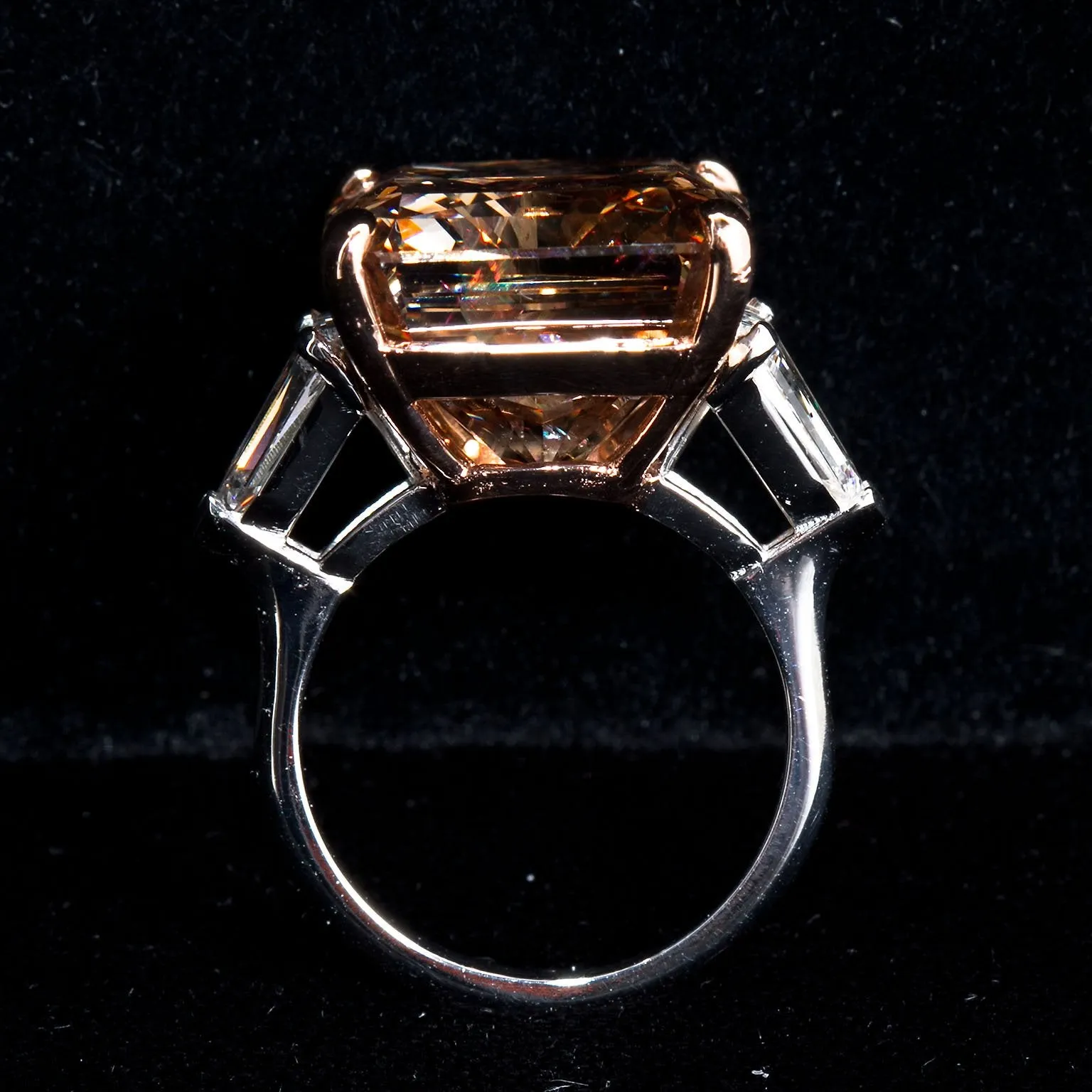 Twenty Carat Fancy Chocolate Brown Radiant Cut Diamond Ring CE