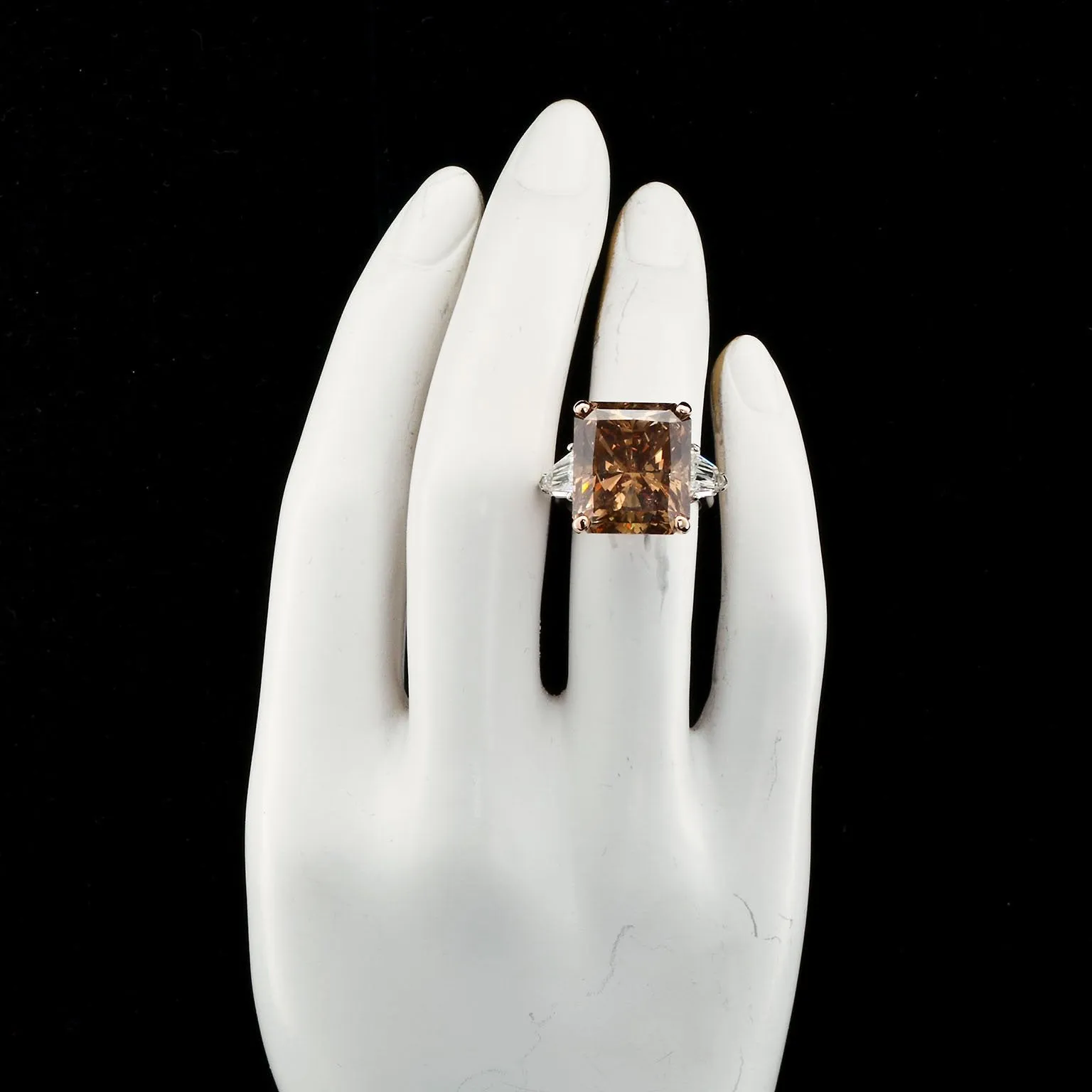 Twenty Carat Fancy Chocolate Brown Radiant Cut Diamond Ring CE
