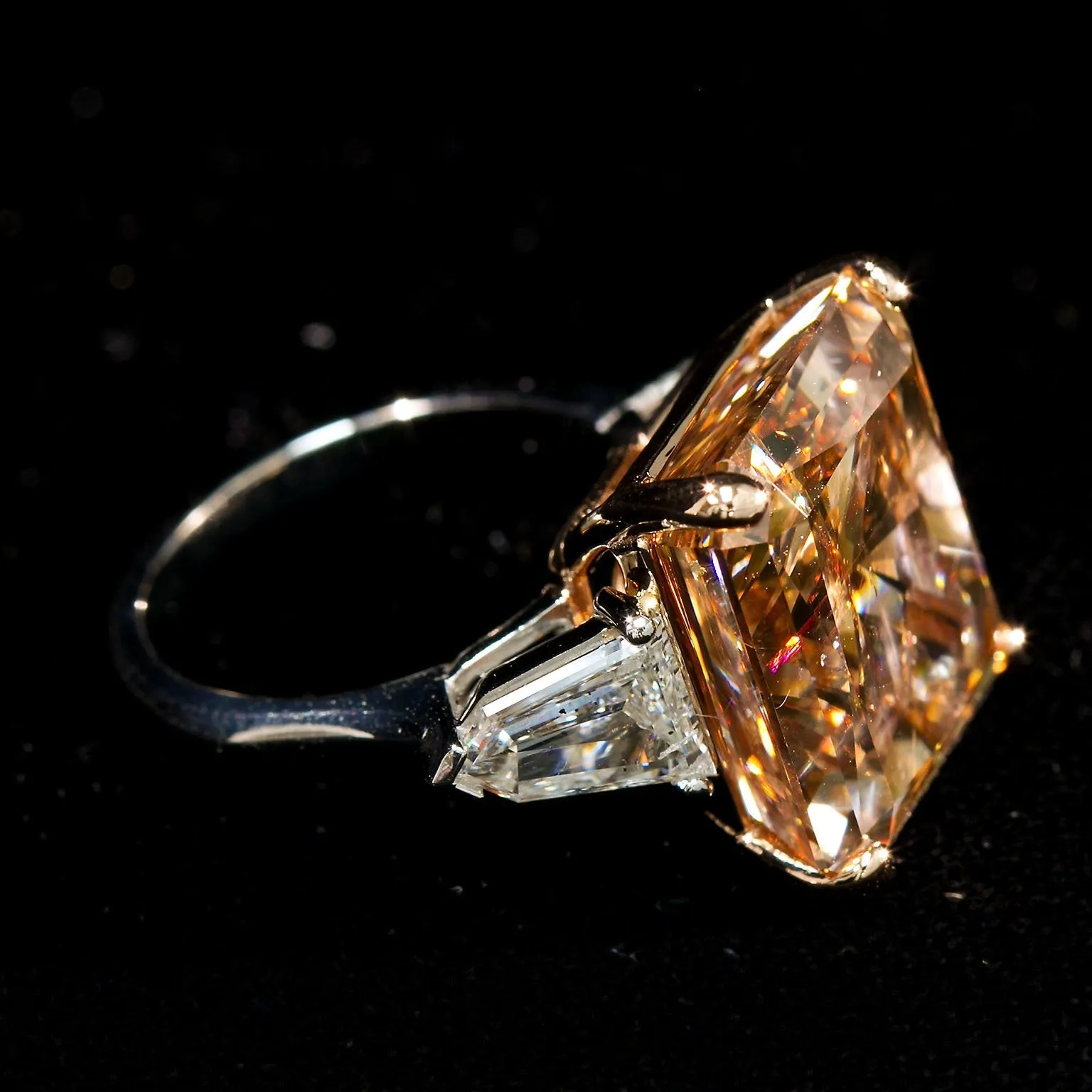 Twenty Carat Fancy Chocolate Brown Radiant Cut Diamond Ring CE