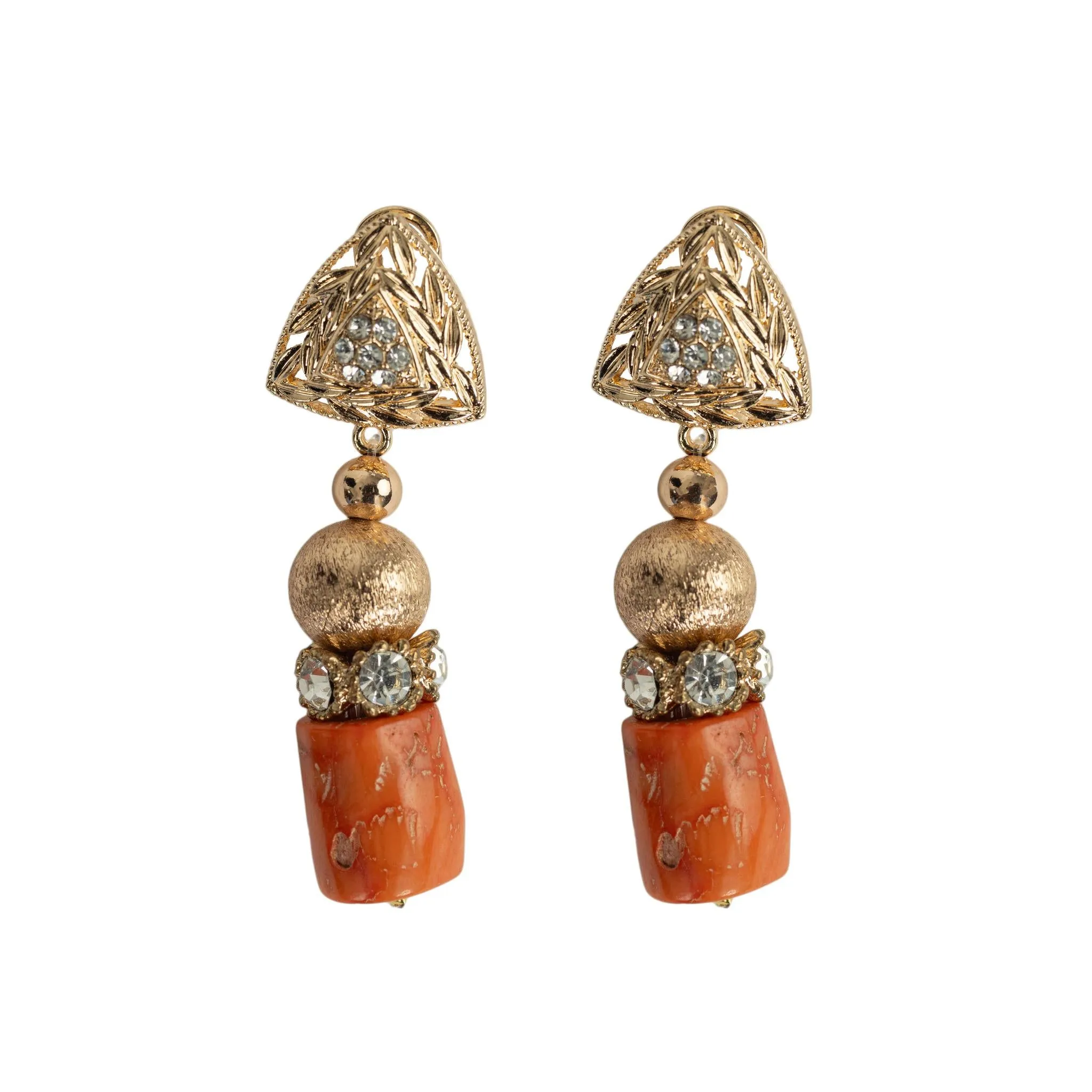 Vibrant Coral & Gold Traditional Bead Set