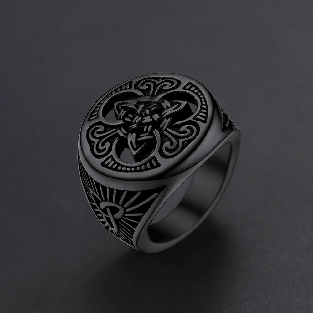 Viking Celtic Trinity Knot Signet Ring for Men