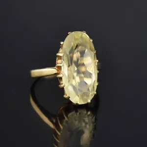 Vintage 10K Gold Citrine Cocktail Ring, 10 CTW