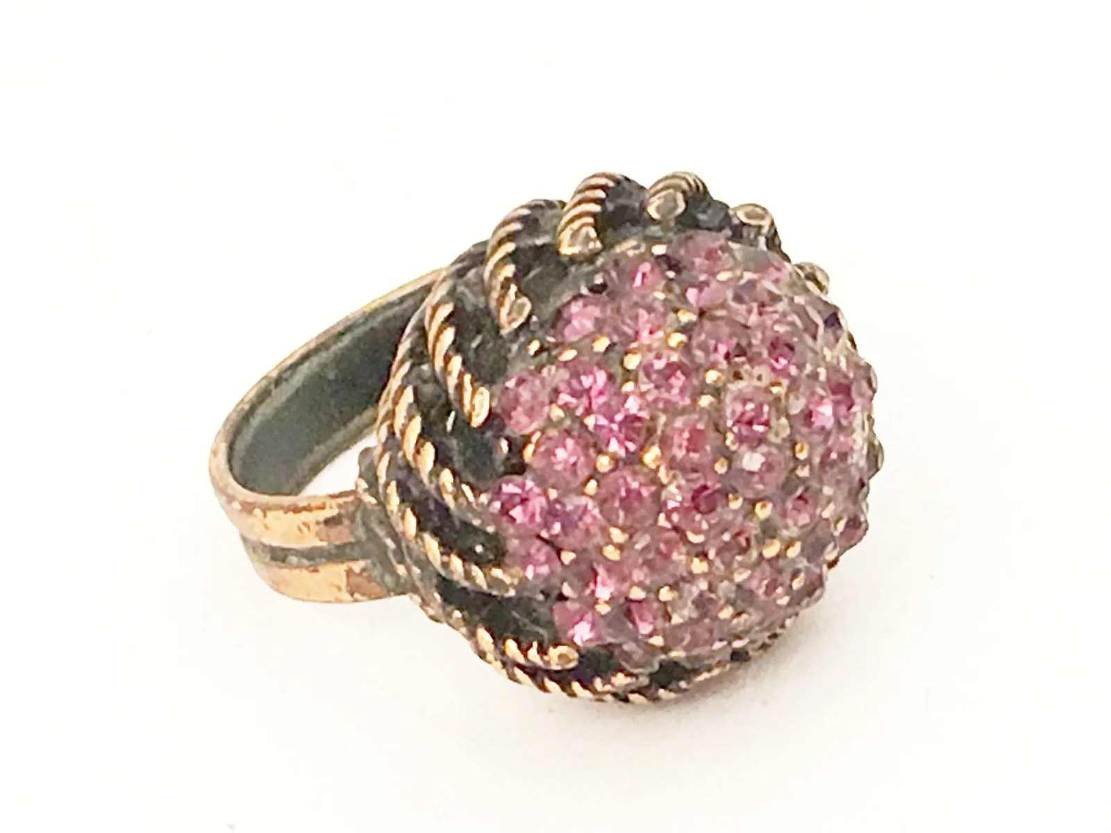 Vintage Hollycraft Purple Crystals Cocktail Ring