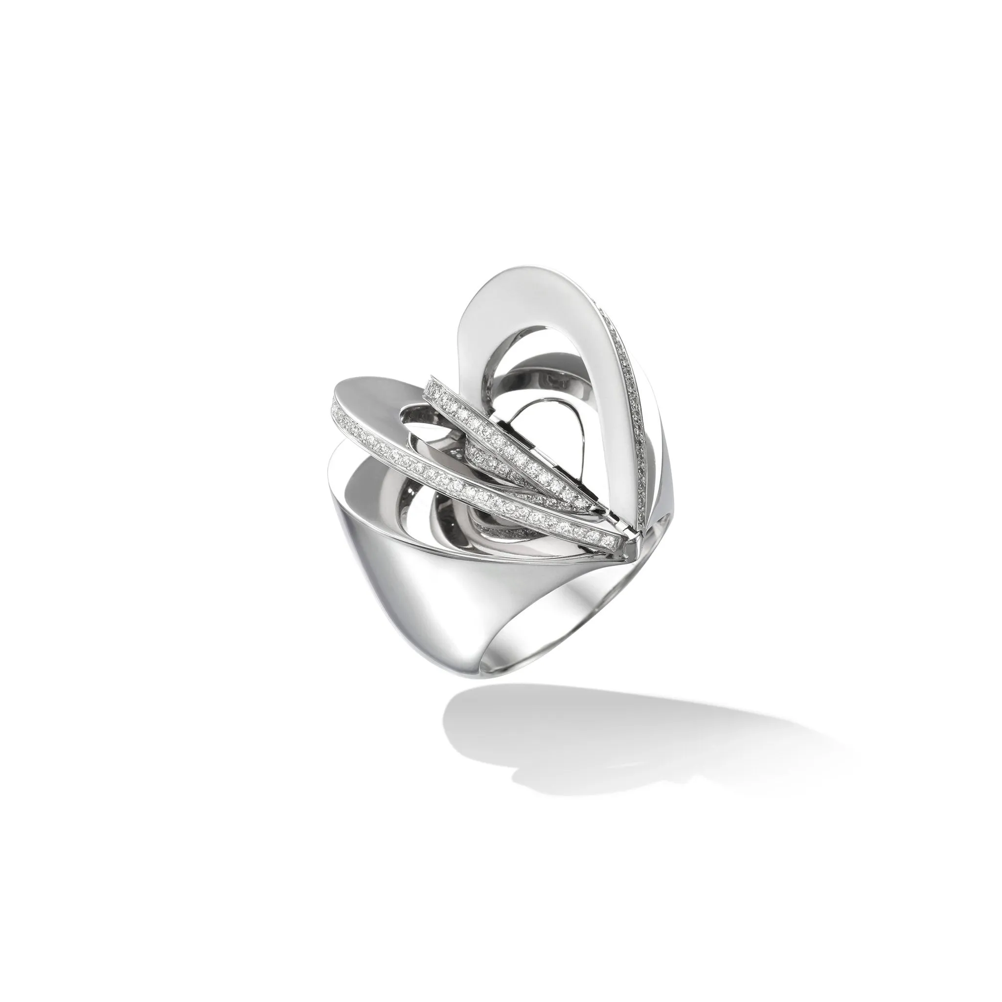White Gold Endless Cocktail Ring with White Diamonds