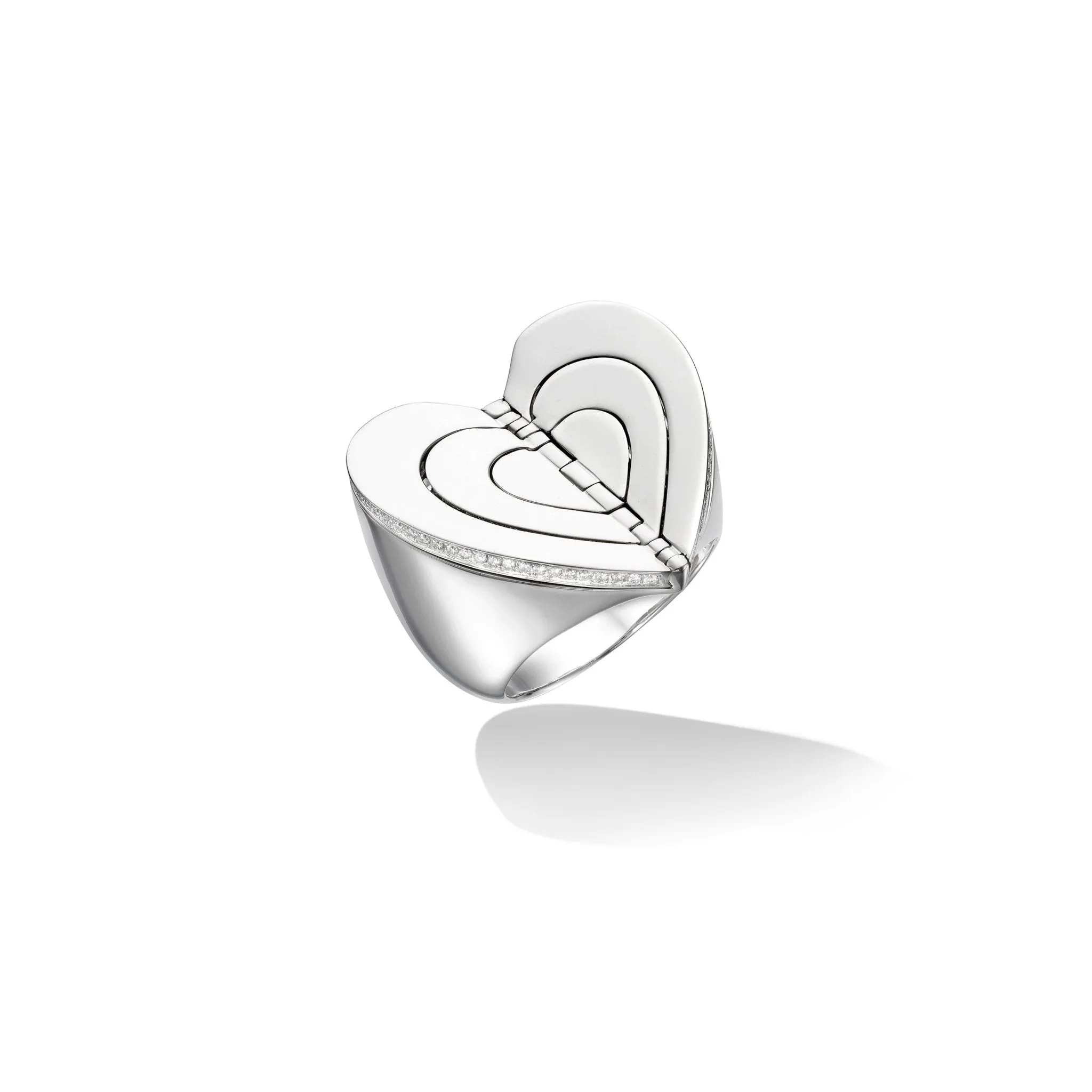 White Gold Endless Cocktail Ring with White Diamonds