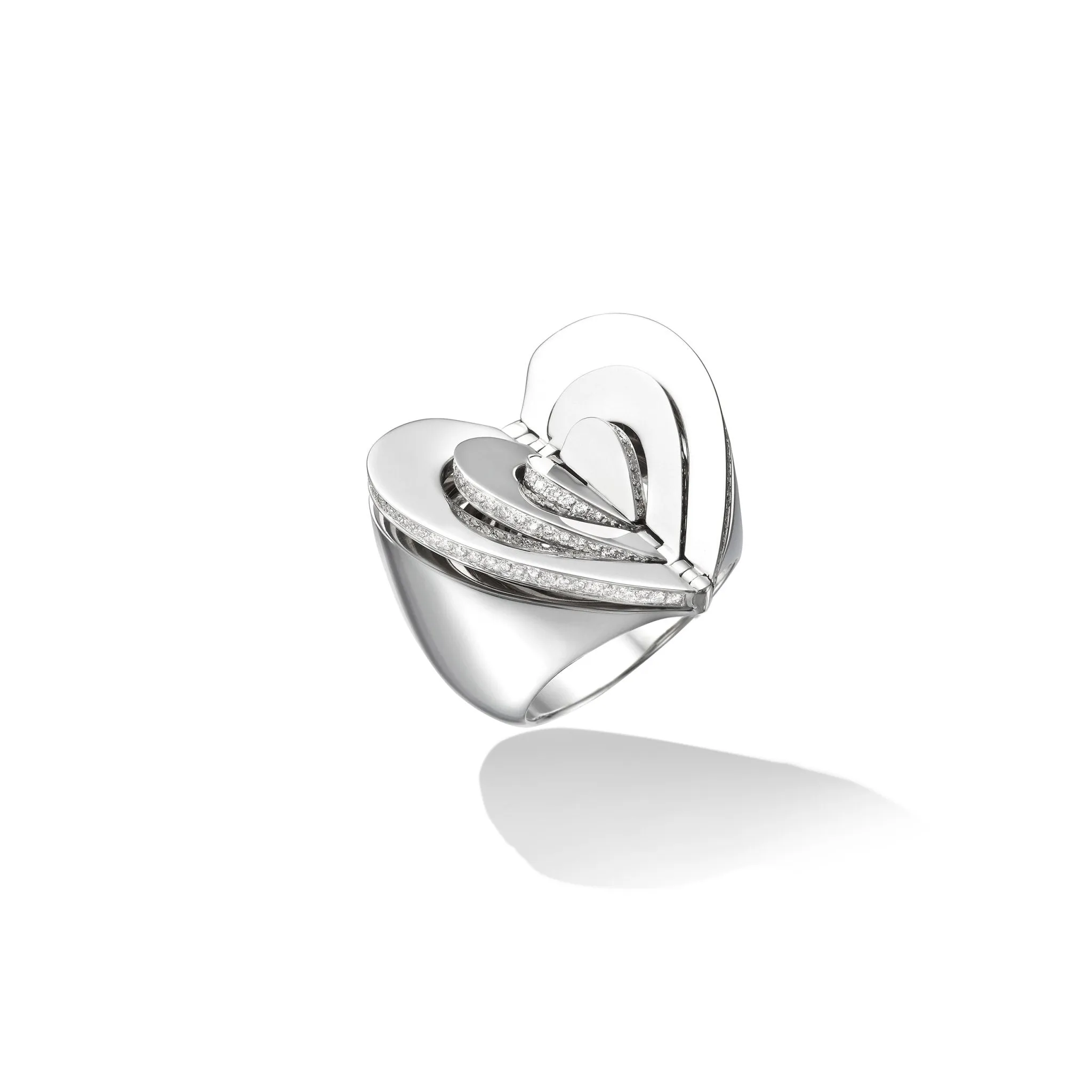 White Gold Endless Cocktail Ring with White Diamonds