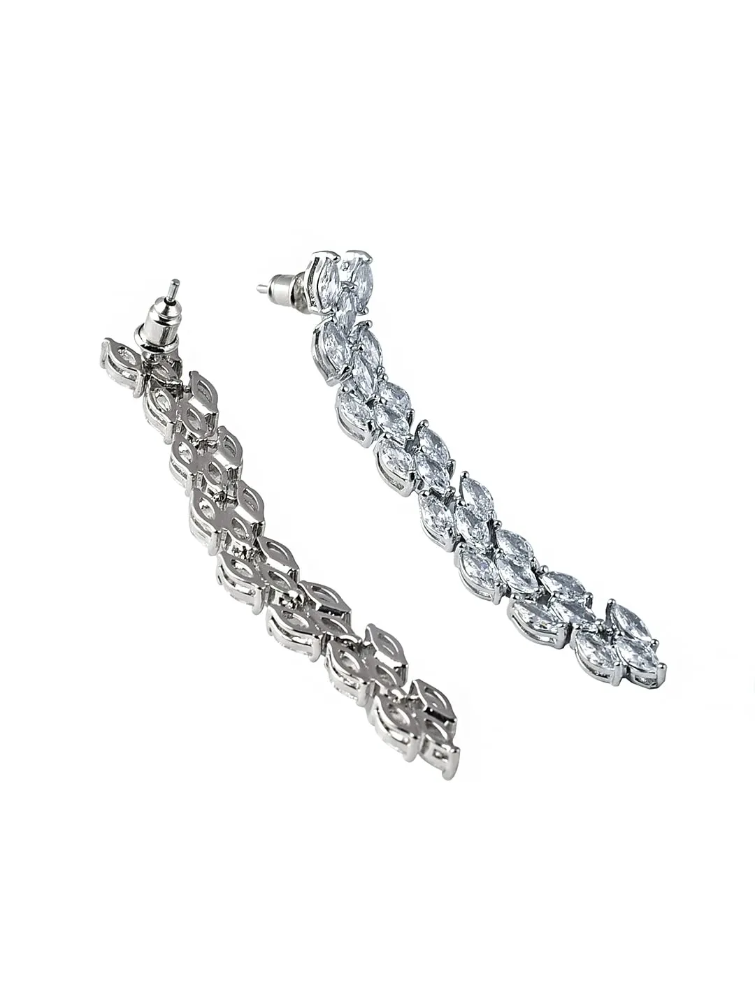 Yellow Chimes Jewellery Set for Women Rhodium-Plated White Real Cubic Zircon Necklace Set Leaf Design Classic CZ Jewellery Set For Women and Girls.