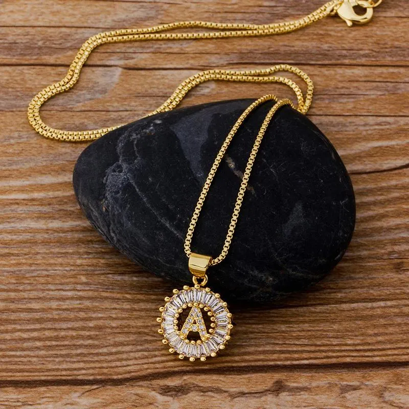 Zircon Embellished Initial Letter Pendant Necklace