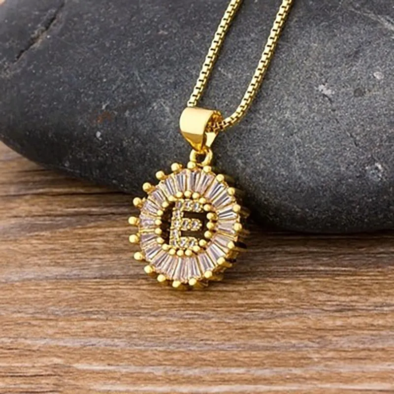 Zircon Embellished Initial Letter Pendant Necklace