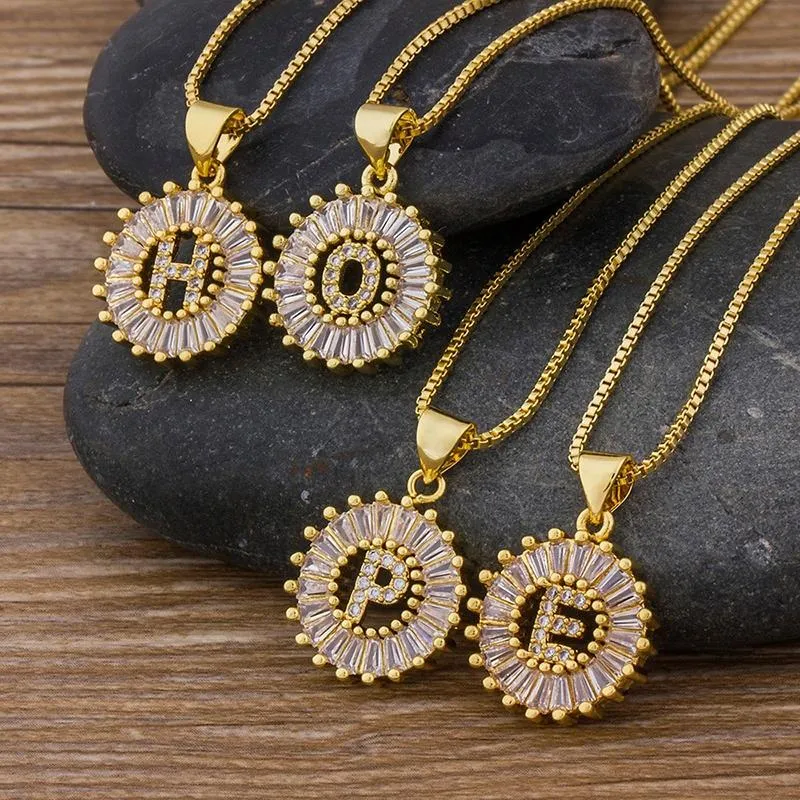 Zircon Embellished Initial Letter Pendant Necklace