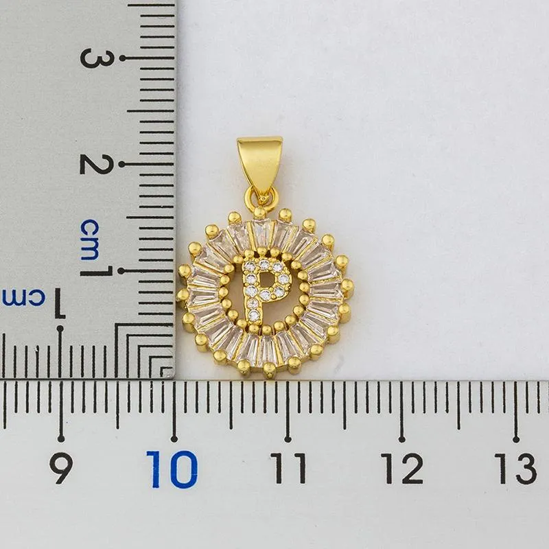Zircon Embellished Initial Letter Pendant Necklace